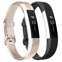 Tobfit Waterproof Sport Bands Compatible with Fit bit Alta/Alta HR/Ace, Soft TPU Replacement Wristbands, Large, Champagne Gold/Black