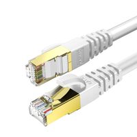 KASIMO CAT 8 Ethernet Cable 15 ft White Round Network Gigabit Ethernet LAN Cable,High Speed 40Gbps 2000Mhz SFTP LAN Wires Internet Patch Cable with RJ45 Connector for Switch/Router/Modem