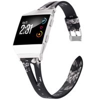 Wearlizer BackWhite Leather Band Compatible for Fitbit Ionic Bands Women Men, Genuine Leather Replacement Band Compatible with Fitbit Ionic Small Large (Flower-BackWhite)