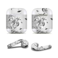 Masino Bluetooth Headset Protective Sticker Protector Decal Skin Cover for Apple AirPods 2 & 1 with Charging Case, NOT Compatible with AirPods 2 Wireless Charging Case (Decal- Lily Grey)