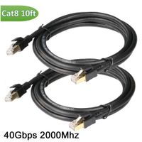Kablink Cat 8 Ethernet cable 10ft Shielded 2-Pack , High Speed Gigabit SFTP Cat8 LAN Network RJ45 Cord 8 Pin 40Gbps 2000Mhz in Wall, Outdoor, Weatherproof Rated for Switcher, Router, Modem, Gaming