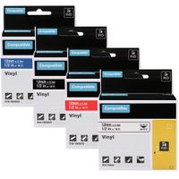 Replace Dymo 18444 1805416 1805435 1805243 Rhino Permanent Vinyl Tape 1/2 Inch Industrial Label Tapes Compatible with Rhino 4200 5200 Label Makers, Black on White,White on Red/Black/Blue,4 Cartridges