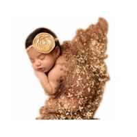 Coberllus Newborn Boy Girl Photography Props Newborn Wraps Baby Props Photo Wrap Lace Yarn Cloth Blanket (Brown) ?, 12 Months