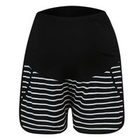 Iusun Women's Maternity Short Pants Stripe High Waist Adjustable Comfy Soft Pregnancy Summer Workout Loose Fit Stretchy Trousers