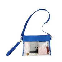 Upgraded Clear Crossbody Purse Bag Shoulder Tote Bag with NFL, NCAA & PGA Stadium Approved, Adjustable Shoulder Strap and Wrist Strap for Work, School, Sports Games Blue
