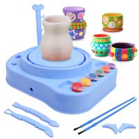 IAMGlobal Pottery Wheel, Pottery Studio, Craft Kit, Artist Studio, Ceramic Machine with Clay, Educational Toy for Kids Beginners (Blue)