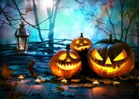 Iusun 1Piece Halloween Backdrops Pumpkin Vinyl 5x3FT Lantern Photography Background For Studio Bars Parties Photography (E)