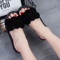 Hemlock Women Slipper Summer Sandals Flower Beach Flip Flops Shoes Slipper Home Flip Flops (US:8.5, Black)