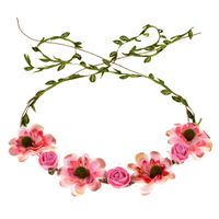 DDazzling Flower Girl Halo Floral Wreath Headband Floral Garland Headbands Photo Props (#Pink)