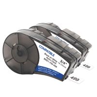 M21-750-499 High Adhesion Nylon Label Tape (2-Pack), Black on White Nylon Cloth Film Compatible with BMP21-PLUS/ID PAL,BMP21-LAB/LABPAL Portable Label Printer-16' Length 0.75" Width