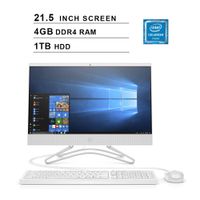 2019 HP Pavilion All-in-One 21.5 Inch FHD 1080P Desktop (Intel Celeron G4900T 2.9GHz, 4GB DDR4 RAM, 1TB HDD, Intel UHD Graphics 610, WiFi, Bluetooth, HDMI, Windows 10) (White)