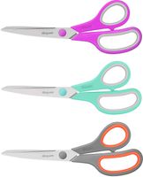 Scissors, 8" Multipurpose Scissors Bulk 3-Pack, Ultra Sharp Blade Shears, Comfort-Grip Handles, Sturdy Sharp Scissors for Office Home School Sewing Fabric Craft Supplies, Fit Both Right/Left Handed