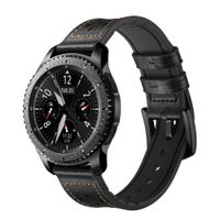 AISPORTS Compatible for 22mm Samsung Gear S3 Frontier/Gear S3 Classic/Galaxy Watch 46mm Bands Leather Soft Silicone Replacement Bracelet Wristband for Galaxy Watch 46mm/Gear S3 Smart Watch, Black