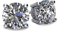 NANA 14k Gold Post & Sterling Silver 4 Prong CZ Stud Earrings -Platinum Plated-9.0mm-6.00cttw