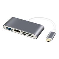 USB C Hub 5-in-1 with HDMI 4K Adapter, 1 USB 2.0 Ports, 1 SD Memory Port, 1 MicroSD Card Reader, USB-C PD Charging Port, Compatible with MacBook Pro 2017/2016, HW MateBook, Samsung S8 and More