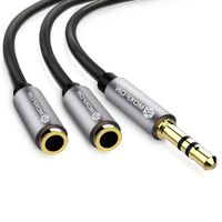 Headphone Y Splitter Adapter for Music Sharing Auxiliary Cable Extension Male to Female 3.5mm on Phone,Tablets,Mac and More 3.9 Inch (Black)