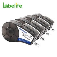 M21-750-595-WT Hight Adhesion Vinyl Label Tape, Black on White 3/4 Vinyl Film Work for BMP21-PLUS, IDPAL, BMP21-LAB-0.75" Width,21' Length, 4 Pack