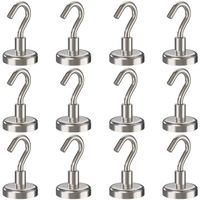 GREATMAG Magnetic Hooks, 30 lbs Heavy Duty Neodymium Rare Earth Magnet Hooks, Ideal for Hanging, Pack of 12