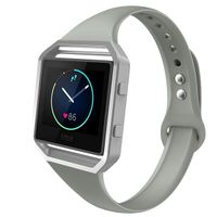 ZUKVYE Sport Bands Compatible with Fitbit Blaze,Slim Soft Silicone Band with Metal Frame Replacement Strap Wristband for Women Men- Stone Gray Small
