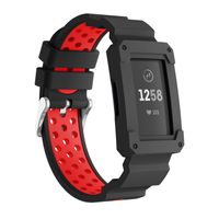 Usitek Band Compatible with Fitbit Charge 3 & Charge 3 SE,Soft Silicone Sport Rugged Protective Frame Case Bands Strap Compatible for Fitbit Charge 3 Bands Women Men