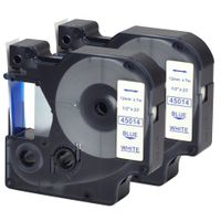 2PK Dymo Standard D1 45014 Blue on White Labeling Cartridges 1/2" 12mm Compatible for LabelManager 160 280 420P PnP