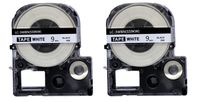 2PK Onirii Compatible Epson Labelworks Label Tape Cartridge LW-300 LW-400 LW-500 LW-600 LC-3WBN9(LK-3WBN) Black On White Label Maker Tape Refill Cartridge 9mmx26.2ft