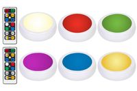 Brilliant Evolution Wireless Color Changing LED Puck Light 6 Pack With 2 Remote Controls | LED Under Cabinet Lighting | Closet Light | Battery Powered Lights | Under Counter Lighting | Stick On Lights