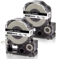 Absonic LK-5WBN LC-5WBN9 LK-5WBW SS18KW Label Tape Cartridge Compatible for Epson LabelWorks LW-400 LW-500 LW-600 LW-700 LW-900 LW-1000P Label Maker, 3/4" x 26', 18mm x 8m, Black on White, 2-Pack