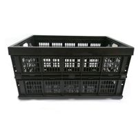 POOLWHALE 45 Liter Collapsible Storage Bin/Container: Grated Wall Utility Basket/Tote,Black