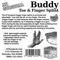 AT Surgical Adjustable Soft Lightweight Buddy Toe and Trigger Finger Splint for Fingers Unlock