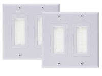 iMBAPrice Dual Gang Decora Wall Plate with Brush Bristles - White (Pack of 2)