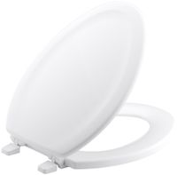 KOHLER K-4647-0 Stonewood Molded-Wood with Color-Matched Plastic Hinges Elongated Toilet Seat, White