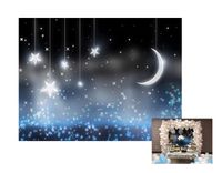 Leowefowa 7X5FT Twinkle Twinkle Stars Backdrop Shining Moon Night Starry Backdrops for Photography Bokeh Sparkle Sequins Vinyl Photo Background Sweet Baby Shower Girls Birthday Party Studio Props