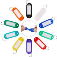 InterUS 50 Pack Key Tags, Plastic ID Labels Tags with Split Ring Label Window, Assorted Colors