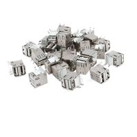 uxcell Dual USB Type A Right Angle DIP 8-Pin Female Jack Socket Connector, 30 Pieces
