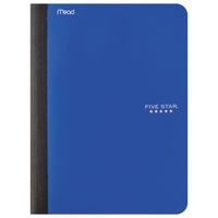 Five Star Composition Book, Notebook with Pockets, 100 Sheets, 9-3/4" x 7-1/2", Blue (09276AD2)
