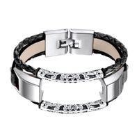 bayite Leather Bands Compatible with Fitbit Alta and Alta HR, Adjustable Metal Clasp Accessory Bracelet, Vintage 5.5" - 6.7"