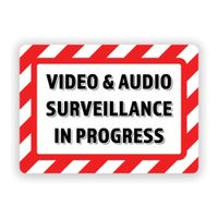 2-Pack Video & Audio Surveillance in Progress Vinyl Decal Sticker 7-Inch by 5-Inch | Premium Quality Vinyl Decal | Laminated with UV Protective Laminate | PD2744