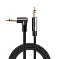 Audio Cable,CableCreation 3.5mm Right Angle Male to Male Auxiliary Jack Cable with Silver-Plating Copper Core Compatible with Car,iPhones,Tablets,PS4 Headset,Echo Dot,24K Gold Plated, Black/1.5ft