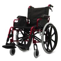 SZeao Lightweight Folding Self Propel Aluminium Wheelchair Propelled with Puncture Proof Wheels and Adjustable Footrests with Front and Rear Handbrake with Rear Booster Pedal Adjustable Armrests