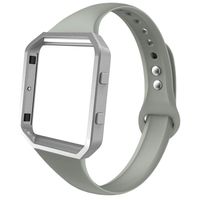 AKALE Sport Bands Compatible with Fitbit Blaze, Slim Replacement Narrow Silicone Strap Wristband with Metal Frame Compatible for Fitbit Blaze Smart Fitness Watch-Stone Gray-Large-A