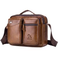 Leather Business Messenger Bag Shoulder Handbag for Men Travel Outdoor Crossbody Pack Daypack Wallet Phone Pouch Purse Hand Bag