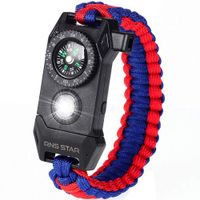 Paracord Survival Bracelet 6-IN-1 - Hiking Gear Traveling Camping Gear Kit - 70% BIGGER Compass LED SOS Emergency Function Flashlight,Fire Scrapper,Flint Fire Starter,Survival Knife (Red Blue)