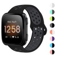 NANW Bands Compatible with Fitbit Versa/Versa 2 / Versa Lite Edition Small Large, Soft Silicone Replacement Band for Versa/Versa 2, Air Hole Wristband Strap for Women Men