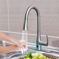 Touchless Kitchen Faucet, Kitchen Sink Faucet with Pull Down Sprayer, Dual Function Pull Out Spray Head, One Hole and 3 Hole Deck Mount, Single Handle For Automatic Motion Sensor, Brushed Nickel