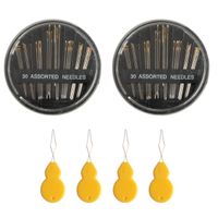 HAPY SHOP 2 Pack 30-Count Assorted Hand Sewing Needles with 4 Pieces Gourd-Shaped Needle Threaders Set for Sewing Repair