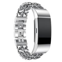 Maxjoy Compatible with Fitbit Charge 2 Bands, Charge2 Metal Stainless Steel Bracelet Replacement Band Large Double Chain Wristband Compatible with Fitbit Charge 2 Tracker, Silver