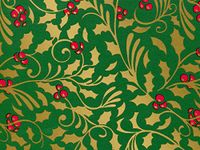 Pack of 1, Gold Holly Gift Wrap 24" x 417' Gift Wrap Half Ream Roll for Holiday, Party, Kids' Birthday & Special Occasion Packaging