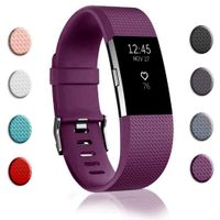 Bands Replacement Compatible for Fitbit Charge 2, Adjustable Wrist Accessories Sport Wristbands for Women&Men (Deep Purple-D, Large)