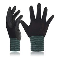 DEX FIT Black Nylon Work Gloves FN320, 3D Comfort Stretch Fit, Power Grip, Thin Lightweight, Durable Foam Nitrile Coating, Machine Washable, Large 3 Pairs Pack
